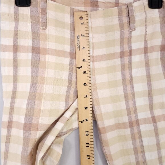 Free People Plaid Flare Pants Womens 0 Linen Blend Low Rise Retro Hippie Boho - Picture 10 of 16